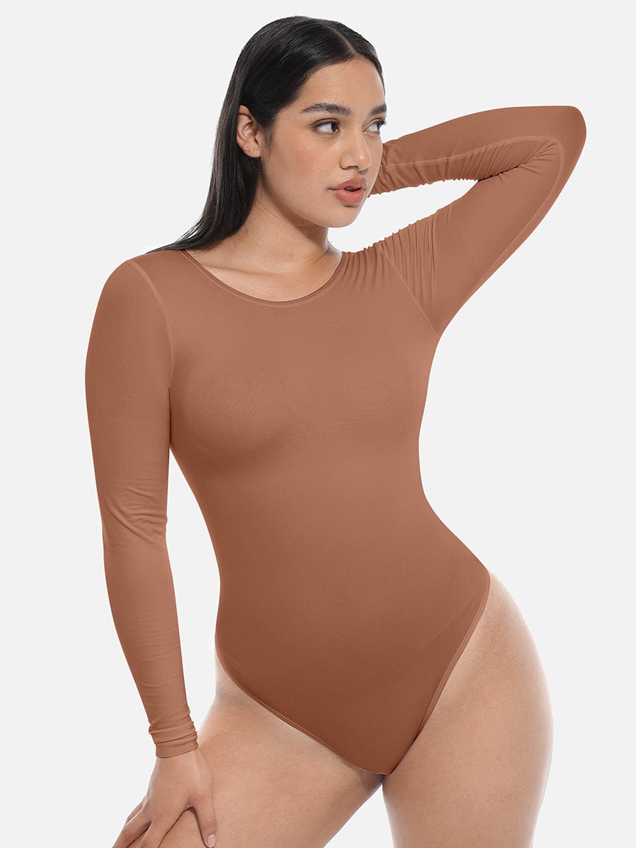 BodyLyn Seamless Bodysuit Long Sleeve Slim Corset Shapewear Bodysuit