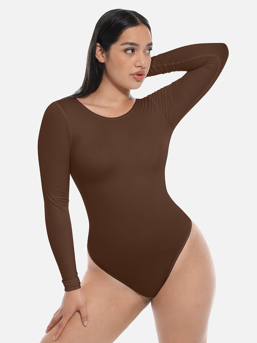 BodyLyn Seamless Bodysuit Long Sleeve Slim Corset Shapewear Bodysuit