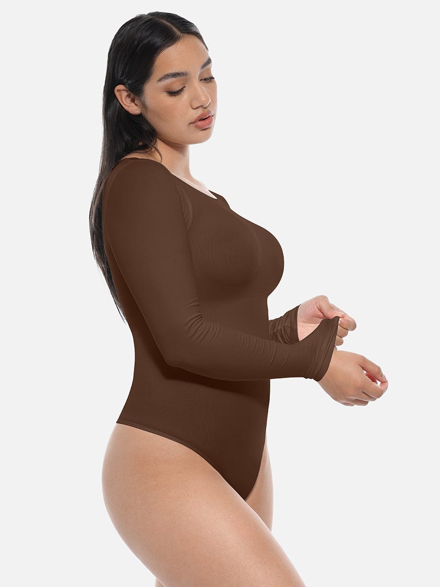 BodyLyn Seamless Bodysuit Long Sleeve Slim Corset Shapewear Bodysuit