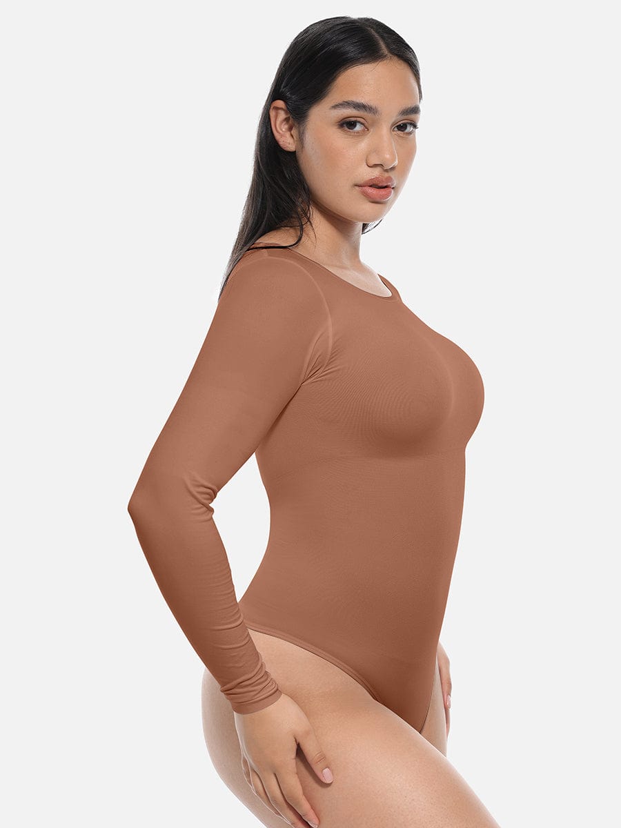 BodyLyn Seamless Bodysuit Long Sleeve Slim Corset Shapewear Bodysuit