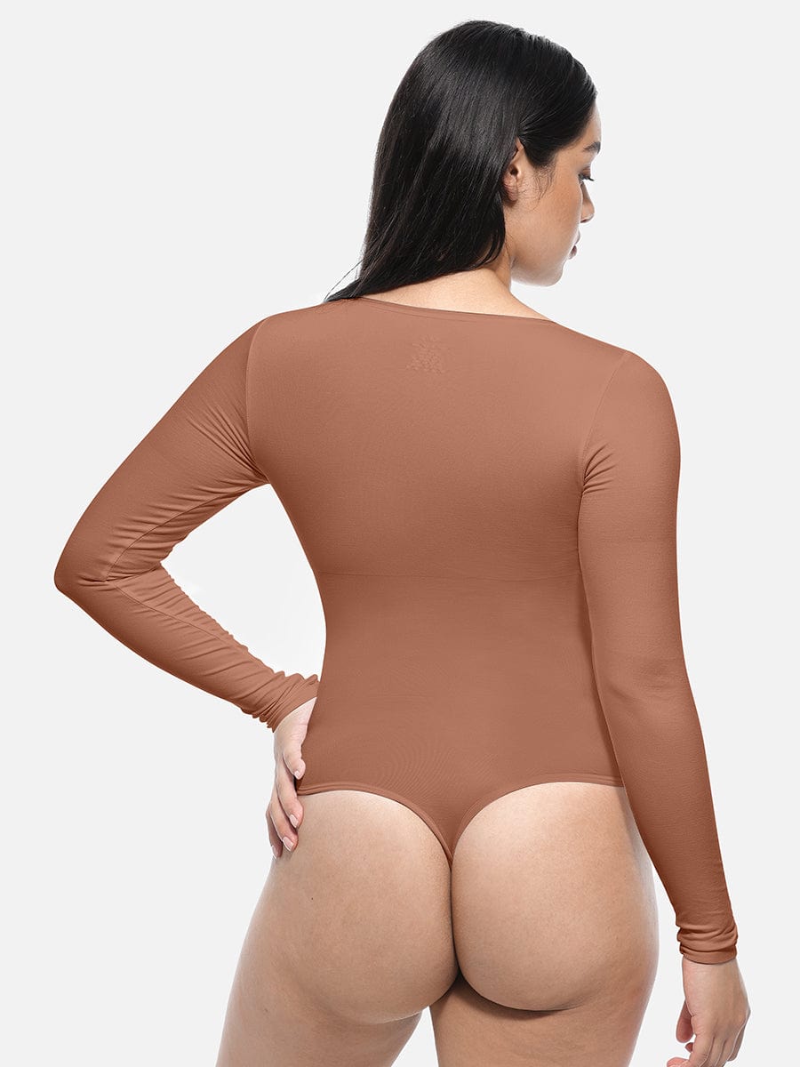 BodyLyn Seamless Bodysuit Long Sleeve Slim Corset Shapewear Bodysuit