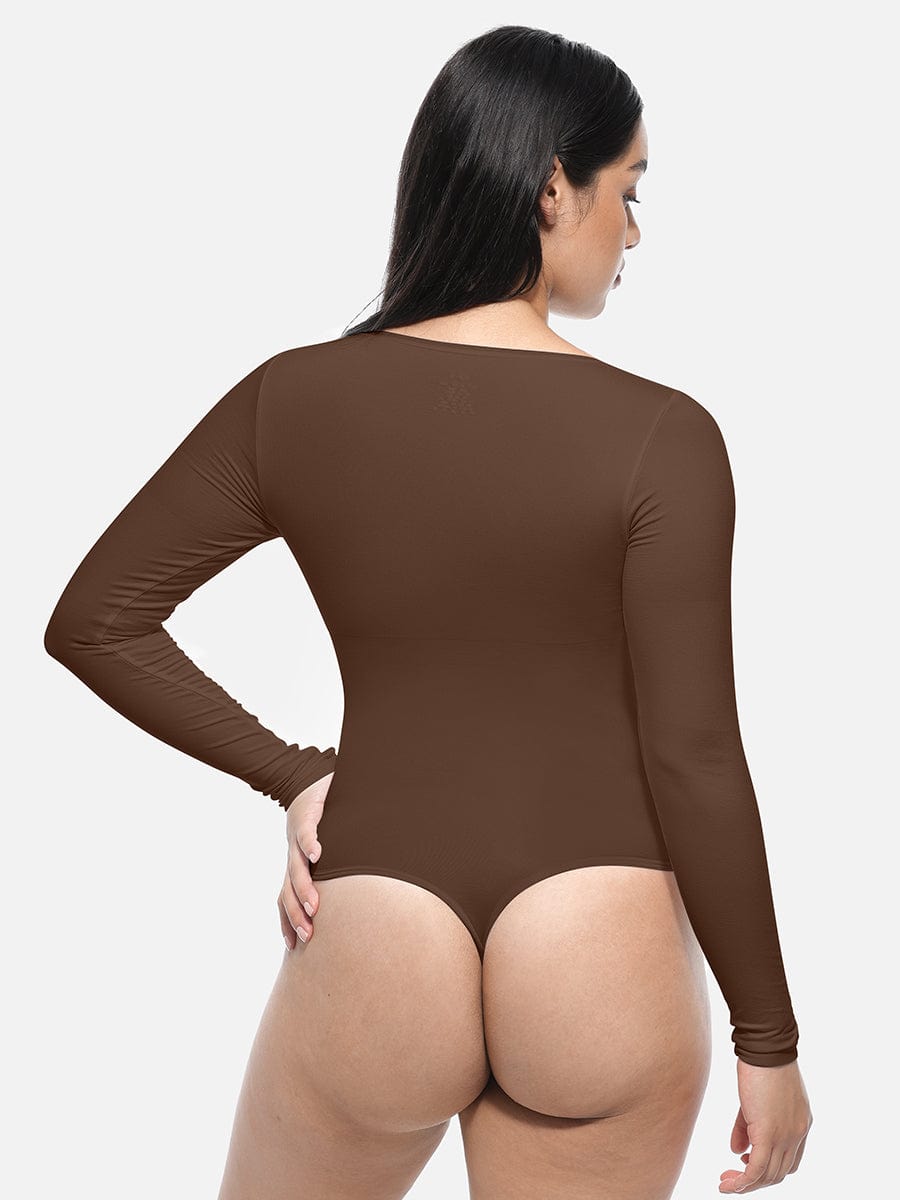 BodyLyn Seamless Bodysuit Long Sleeve Slim Corset Shapewear Bodysuit