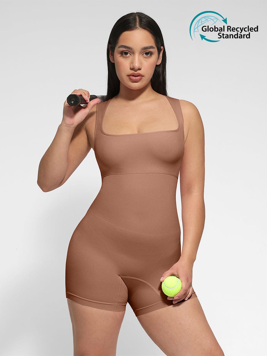 BodyLyn🌿 Eco-friendly Seamless Square Neck Waist and Belly Shaping Jumpsuit