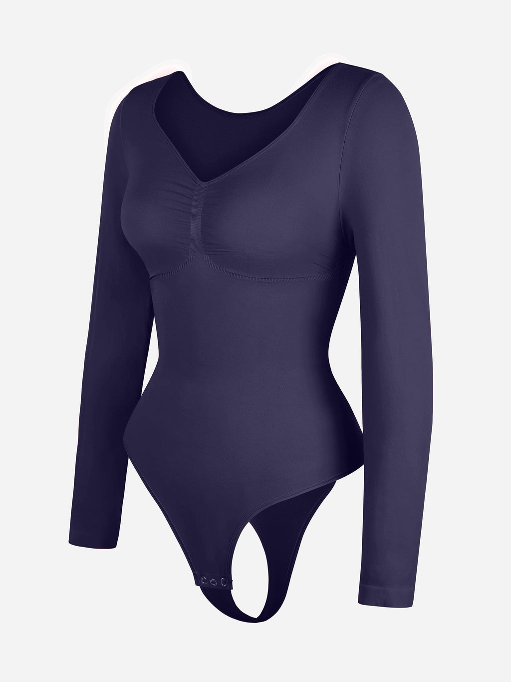 BodyLyn Seamless Long Sleeve Chest Support Tummy Control Thong Bodysuit