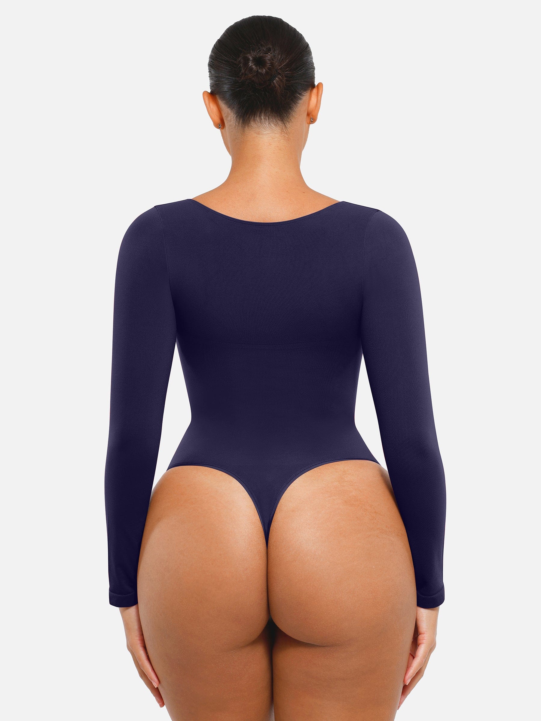 BodyLyn Seamless Long Sleeve Chest Support Tummy Control Thong Bodysuit