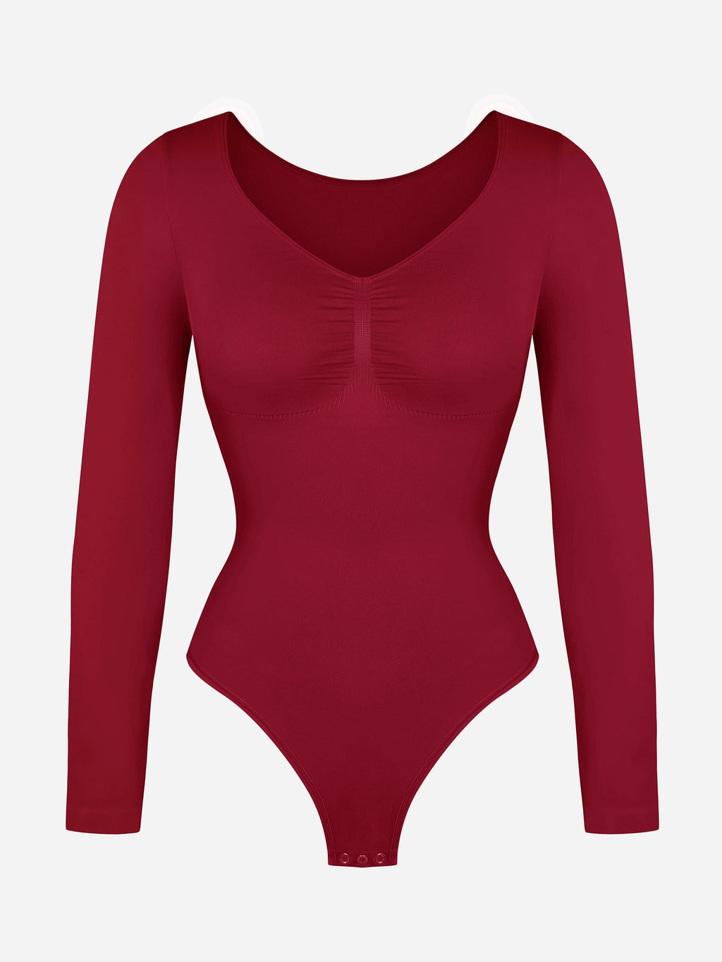 BodyLyn Seamless Long Sleeve Chest Support Tummy Control Thong Bodysuit