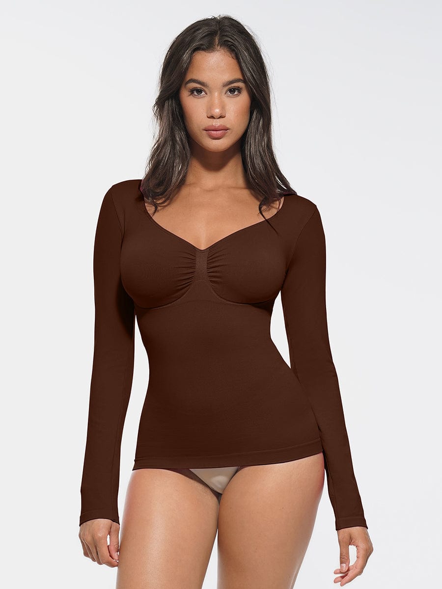 BodyLyn Seamless Diamond Neck Bust Support Waist and Tummy Control Shaping Top