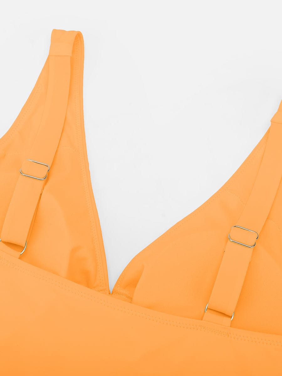 BodyLyn Waist Shaping Mesh Eco Lining Ruched Brief One Piece Swimsuit with Pads