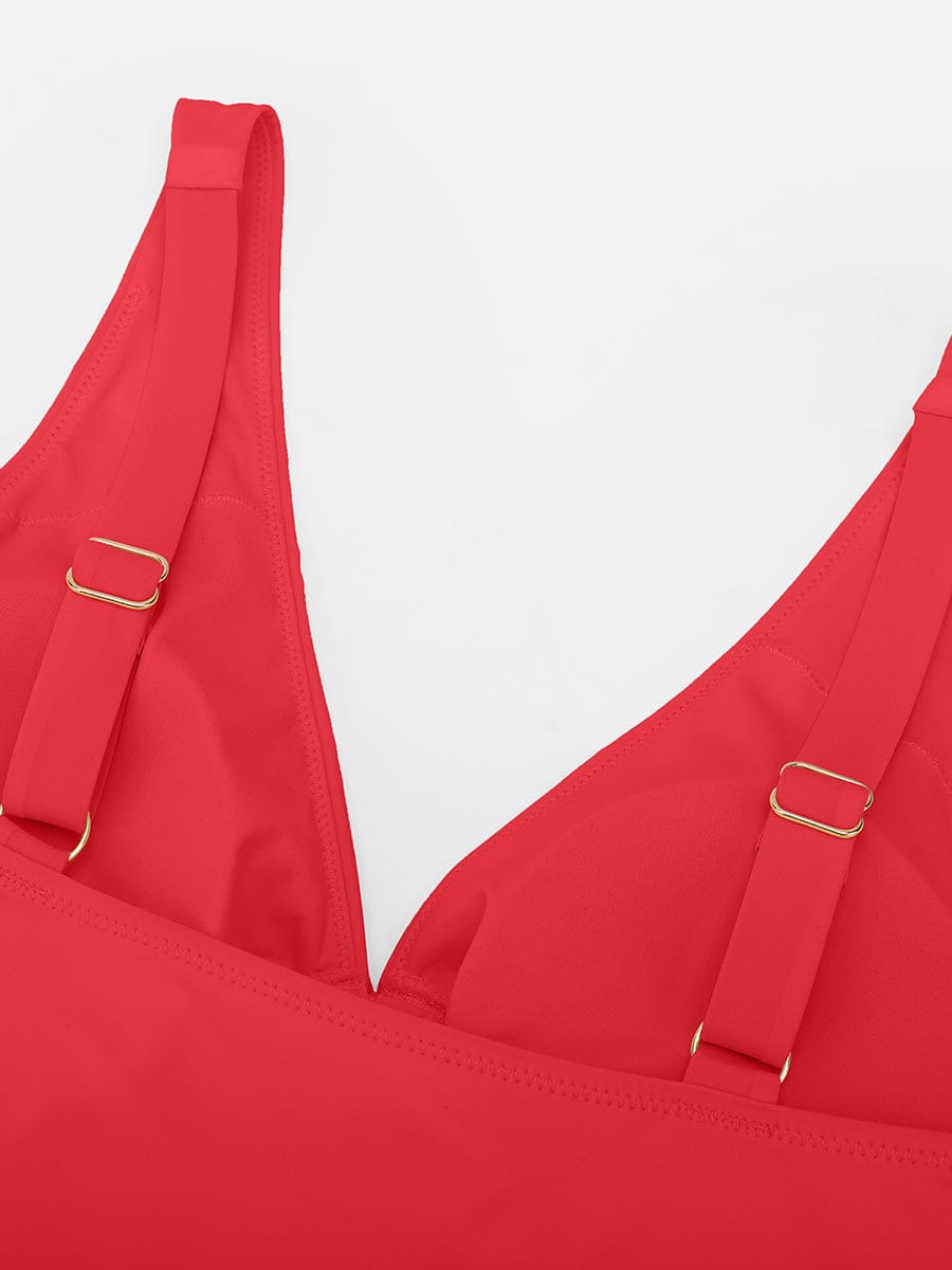 BodyLyn Waist Shaping Mesh Eco Lining Ruched Brief One Piece Swimsuit with Pads