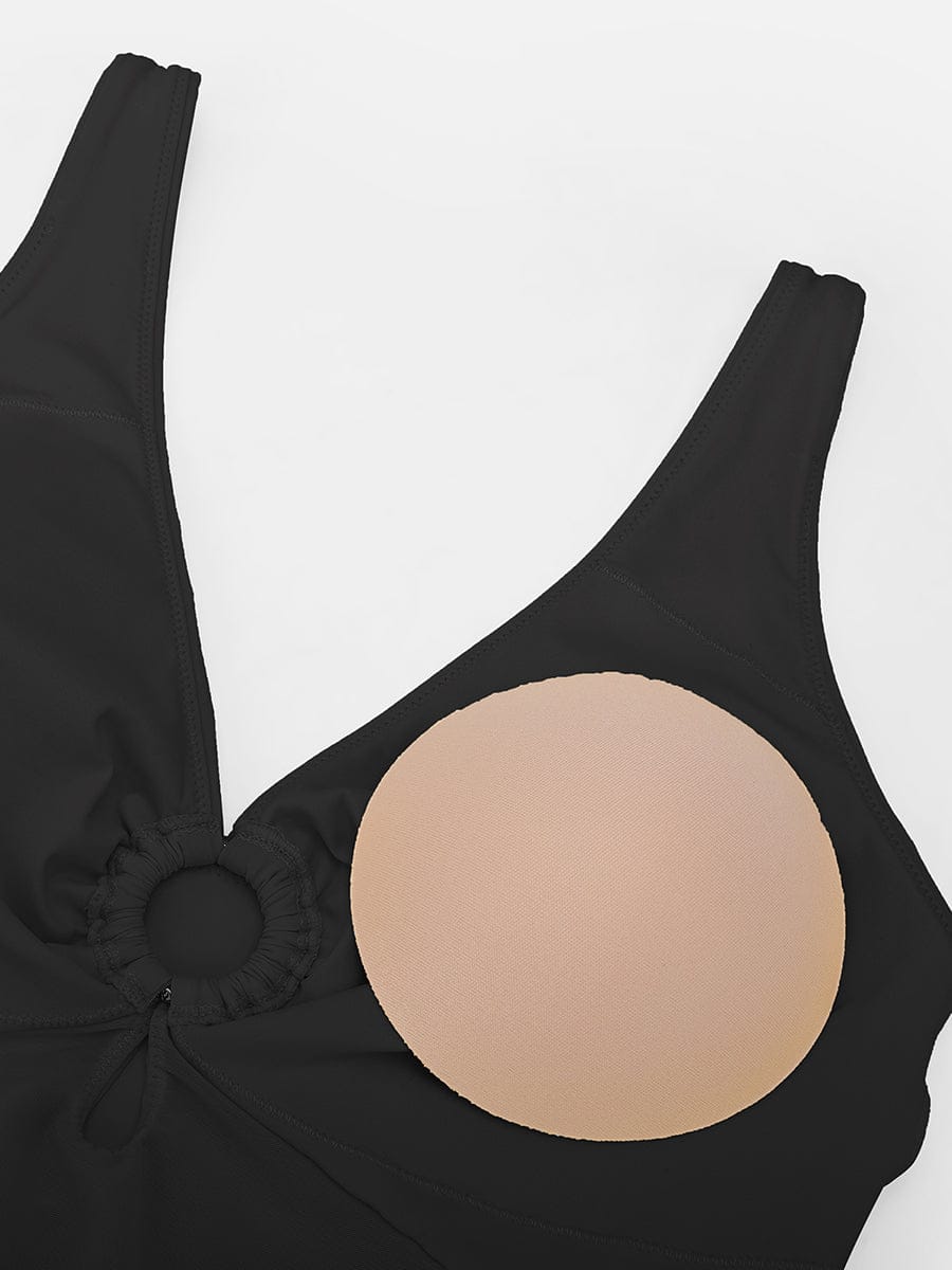 BodyLyn Waist Shaping Mesh Eco Lining Ruched Brief One Piece Swimsuit with Pads