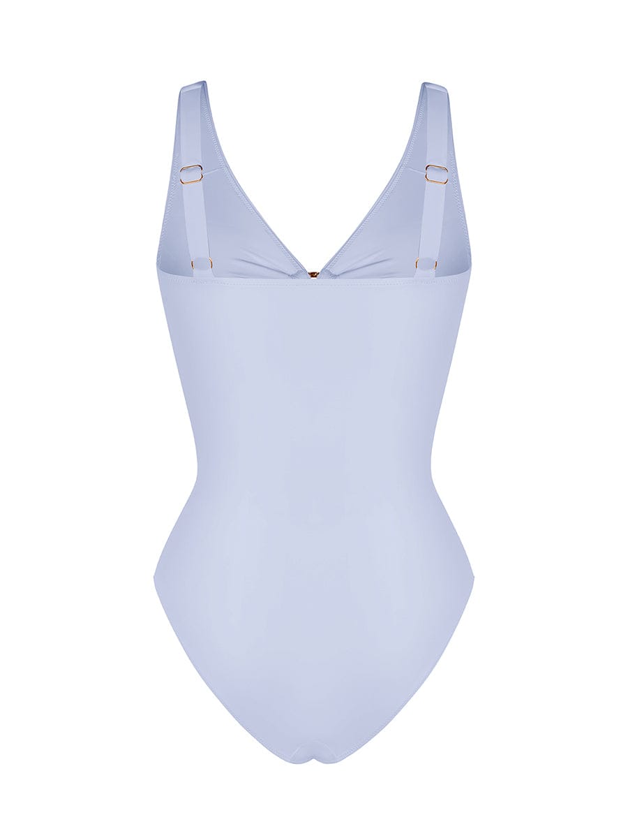 BodyLyn Waist Shaping Mesh Eco Lining Ruched Brief One Piece Swimsuit with Pads