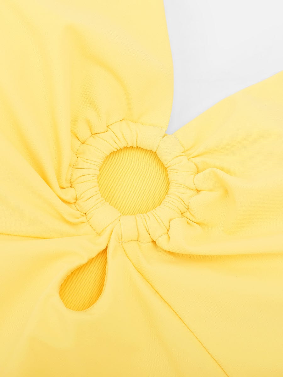 BodyLyn Waist Shaping Mesh Eco Lining Ruched Brief One Piece Swimsuit with Pads