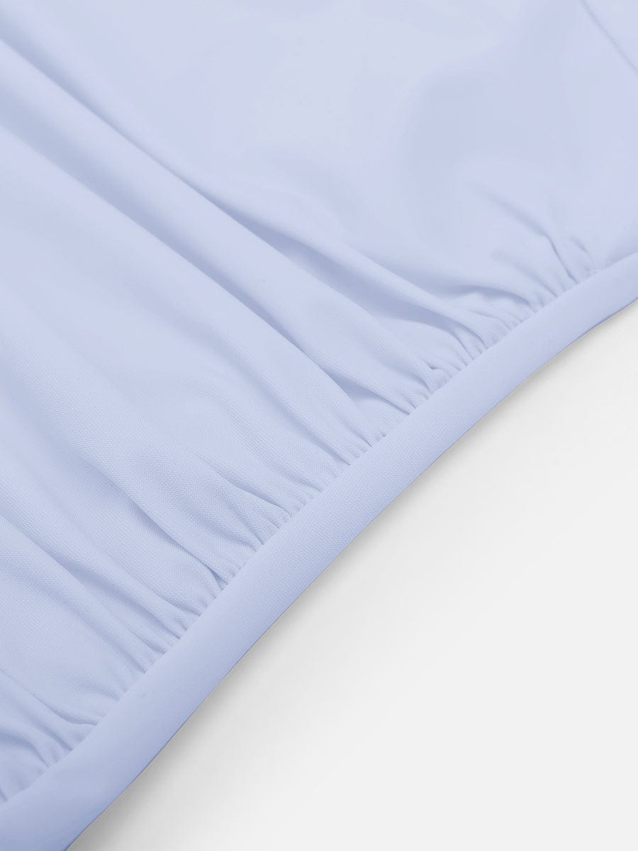 BodyLyn Waist Shaping Mesh Eco Lining Ruched Brief One Piece Swimsuit with Pads