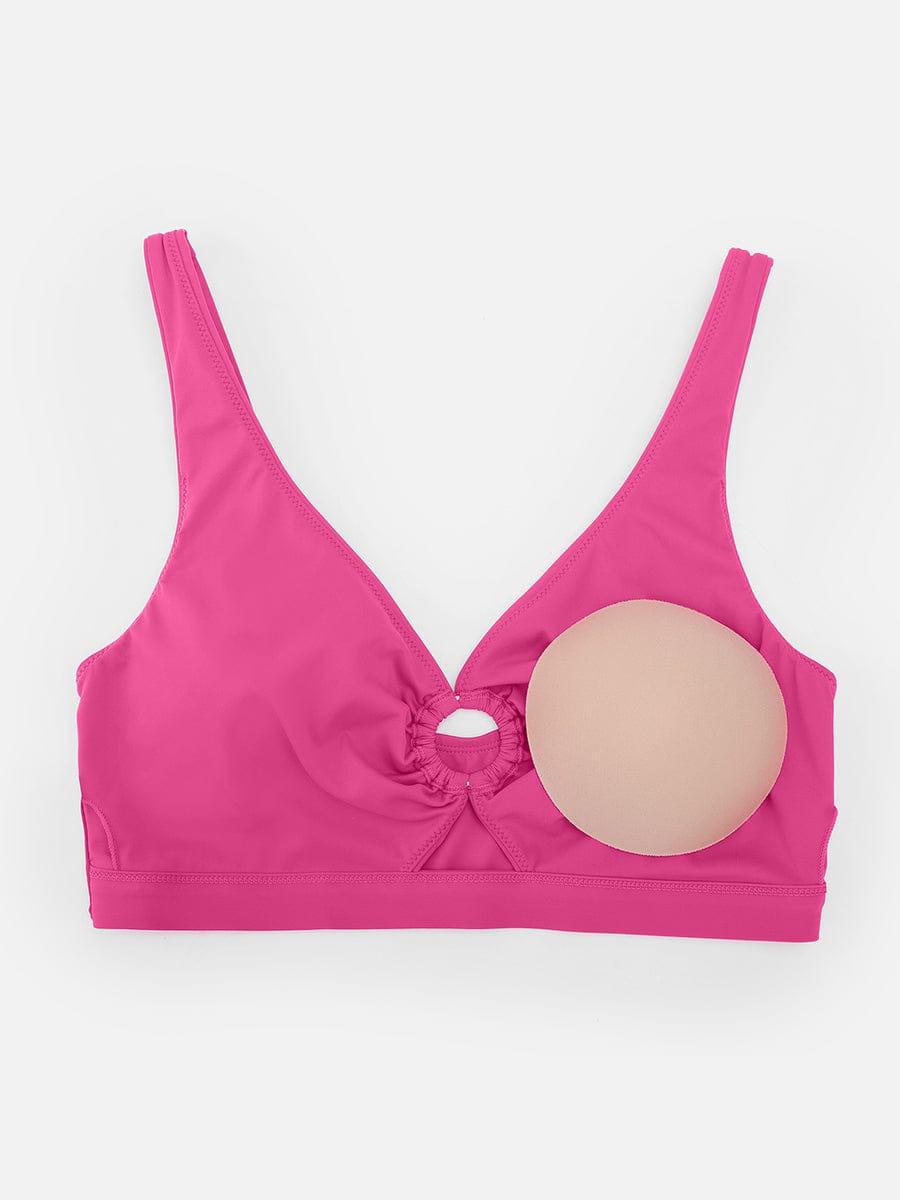 BodyLyn Deep V Metal Ring Drawstring Tummy Control Swimsuit with Removable Pads