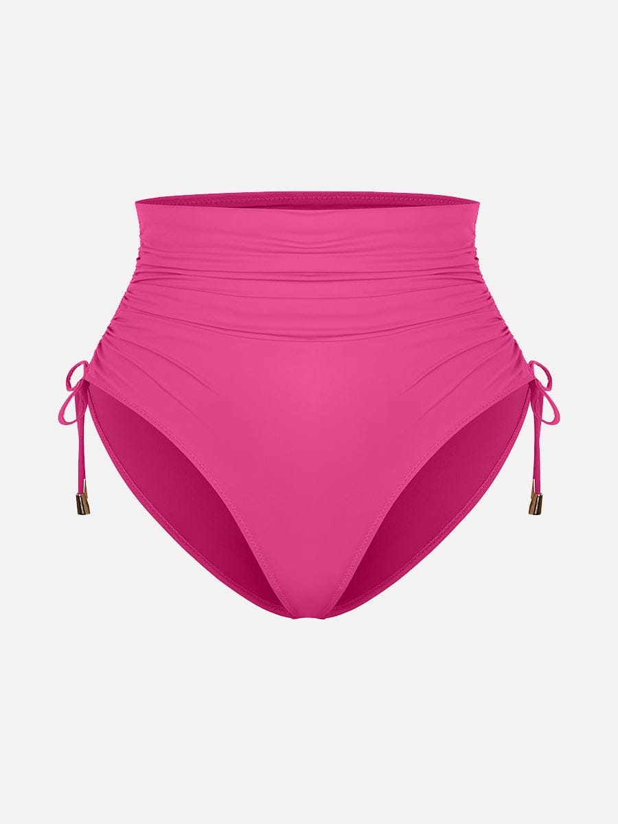 BodyLyn Deep V Metal Ring Drawstring Tummy Control Swimsuit with Removable Pads