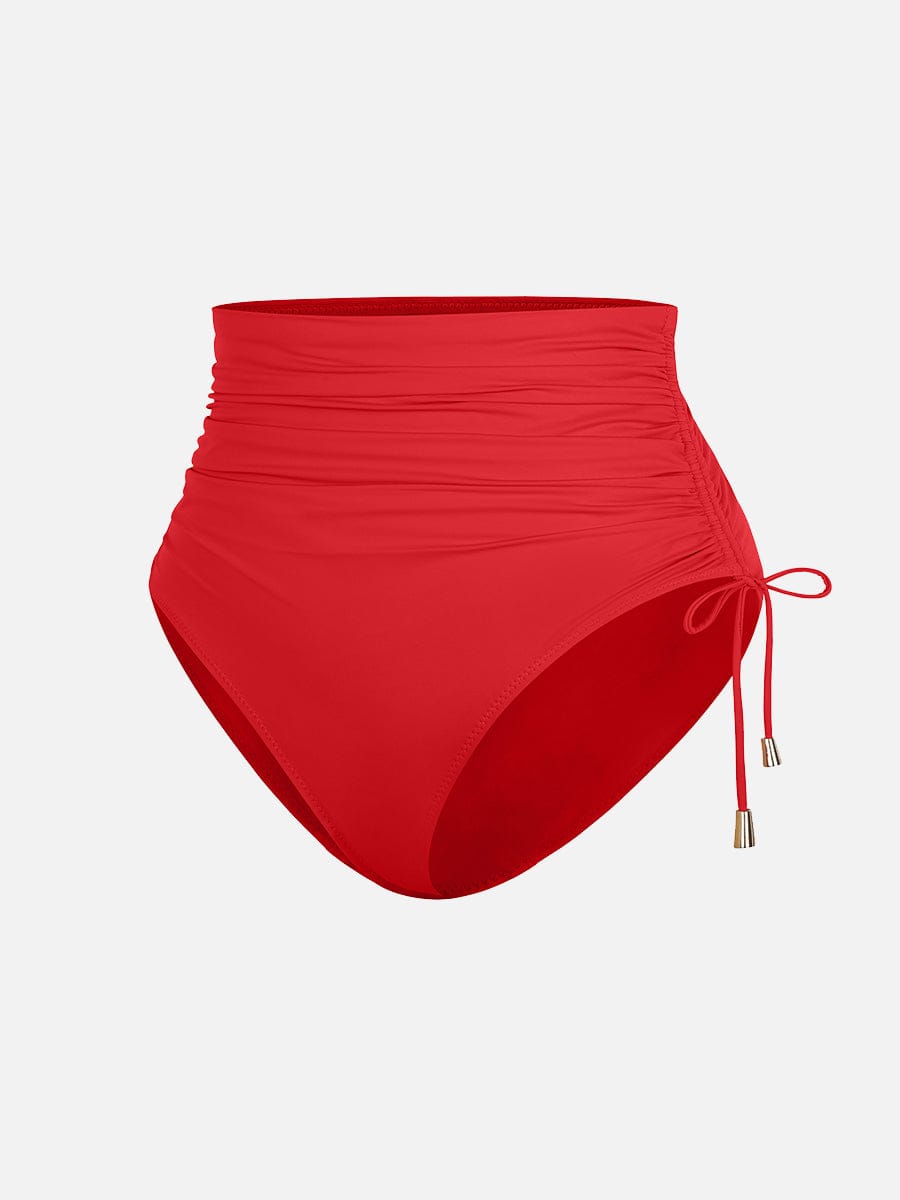 BodyLyn Deep V Metal Ring Drawstring Tummy Control Swimsuit with Removable Pads