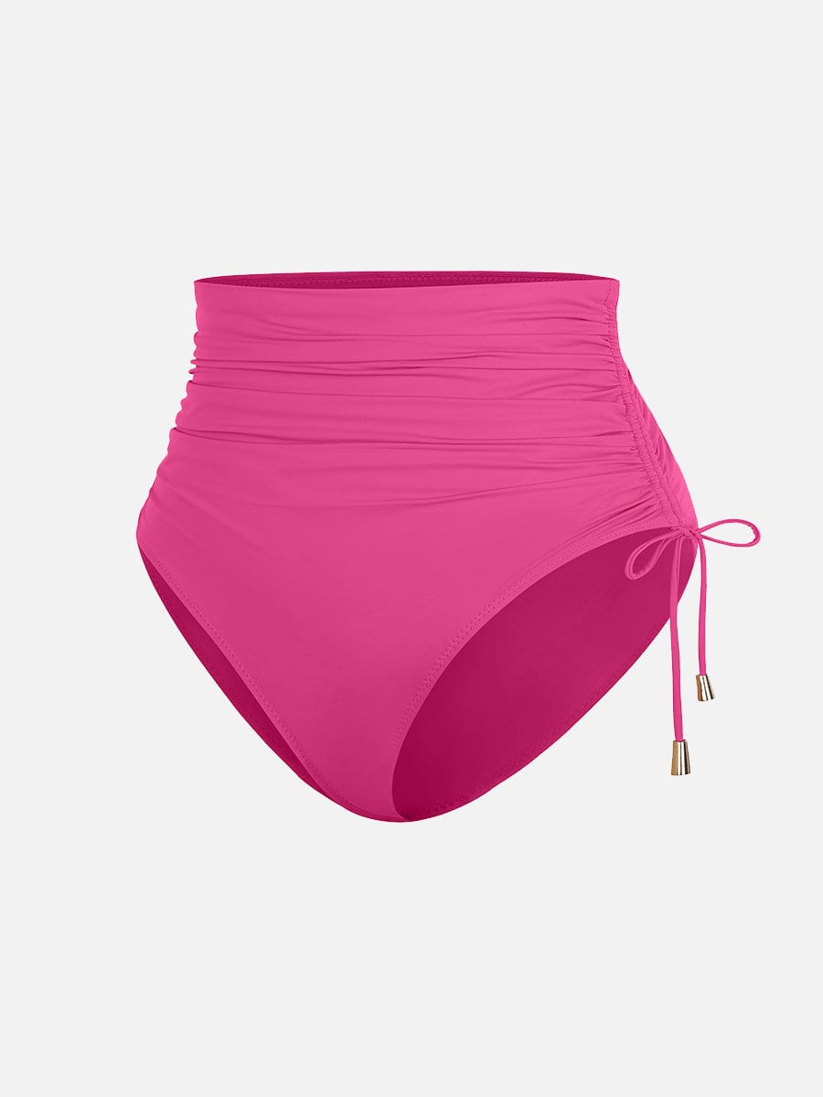 BodyLyn Deep V Metal Ring Drawstring Tummy Control Swimsuit with Removable Pads