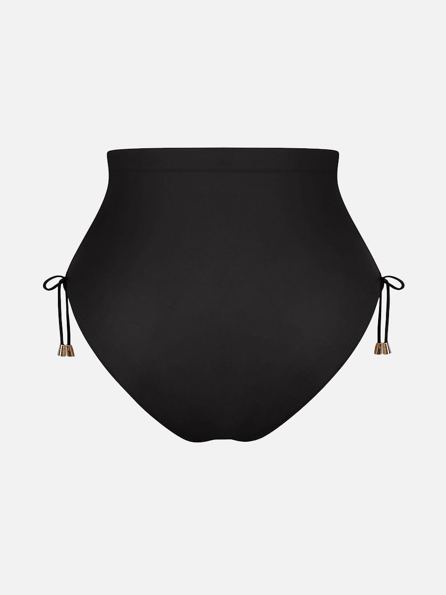 BodyLyn Deep V Metal Ring Drawstring Tummy Control Swimsuit with Removable Pads