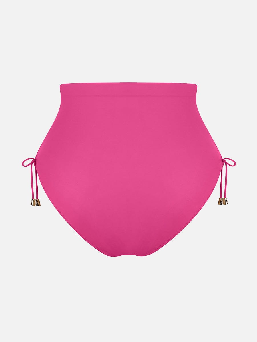 BodyLyn Deep V Metal Ring Drawstring Tummy Control Swimsuit with Removable Pads