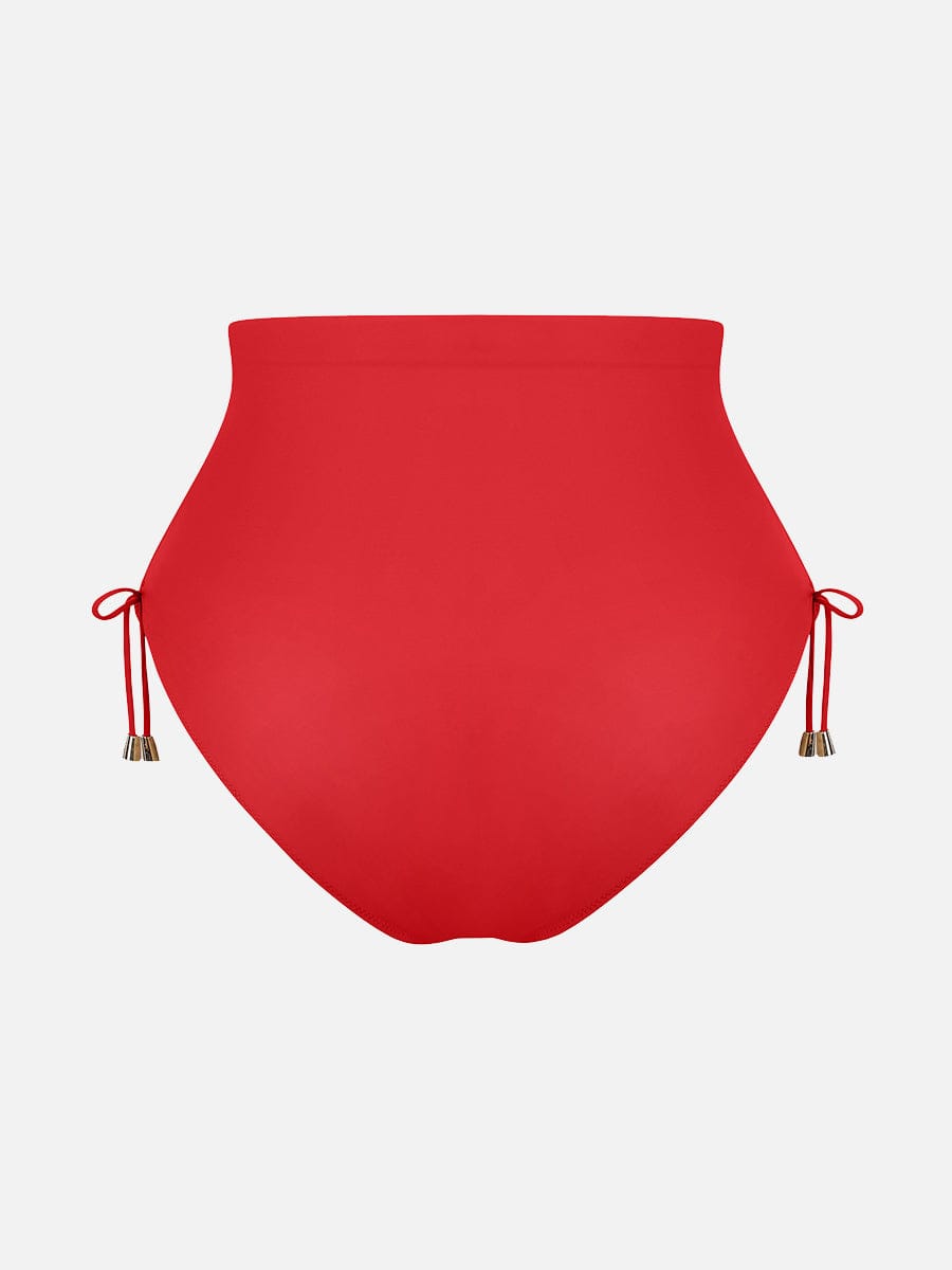 BodyLyn Deep V Metal Ring Drawstring Tummy Control Swimsuit with Removable Pads