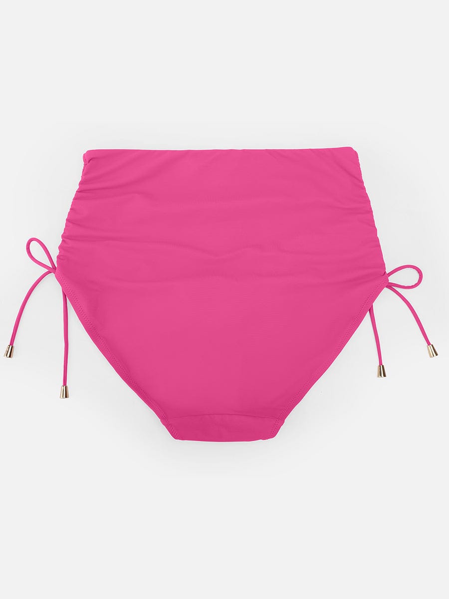 BodyLyn Deep V Metal Ring Drawstring Tummy Control Swimsuit with Removable Pads