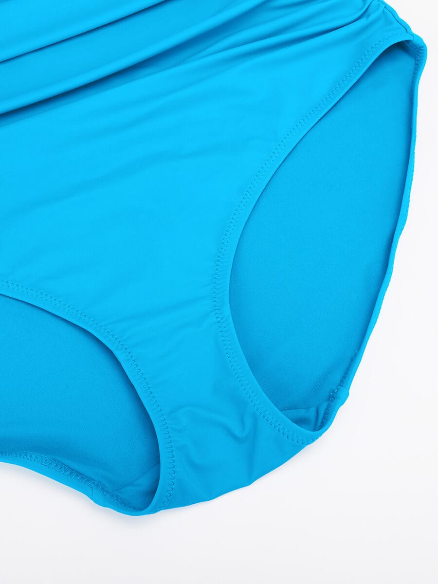 BodyLyn Ruffled One Piece V Neck Lace Up Swimsuit