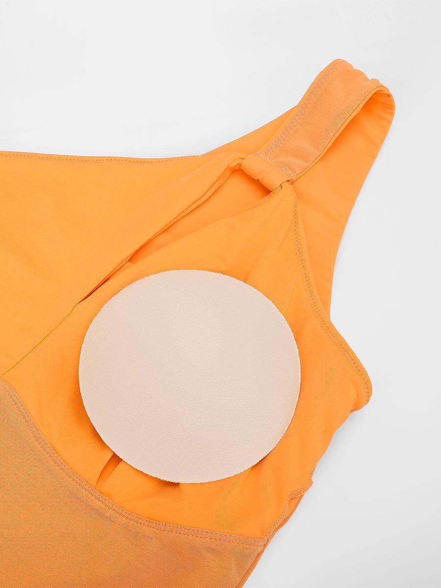 BodyLyn One Shoulder One Piece Ruched Support Chest Swimwear