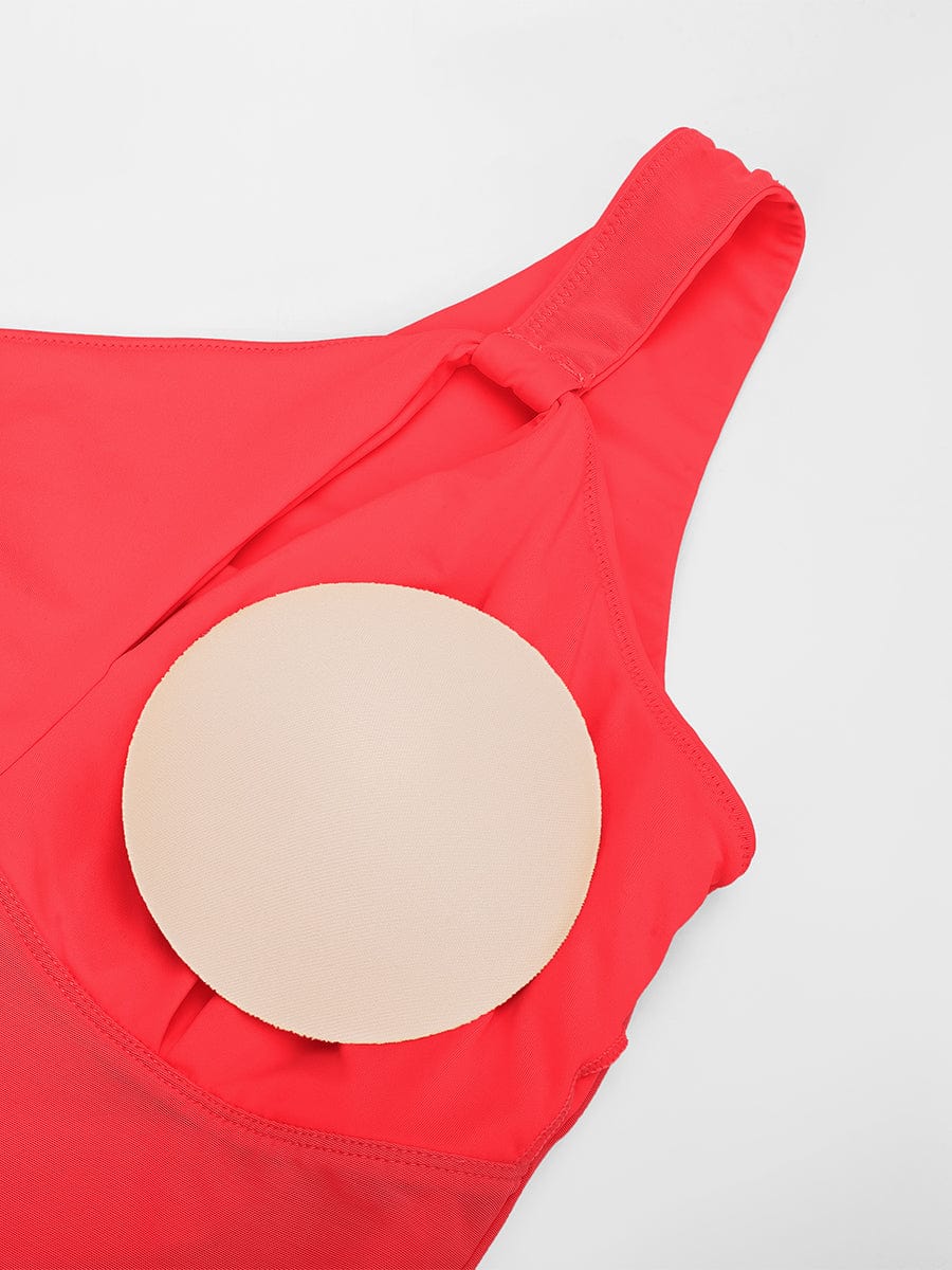 BodyLyn One Shoulder One Piece Ruched Support Chest Swimwear