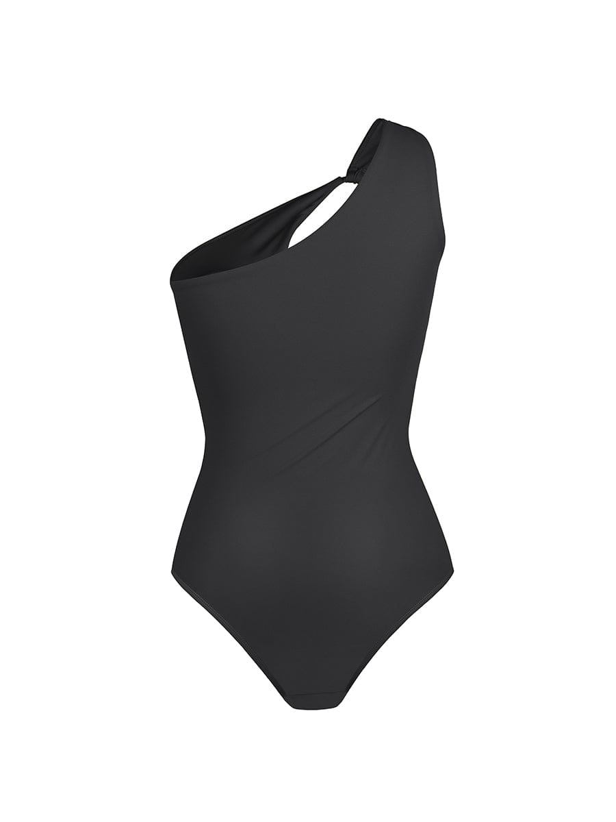 BodyLyn One Shoulder One Piece Ruched Support Chest Swimwear