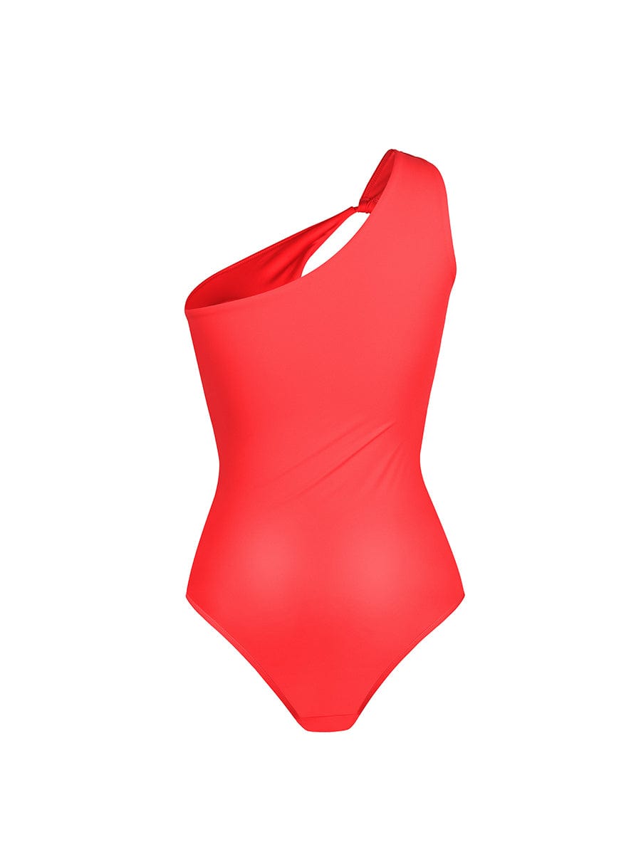 BodyLyn One Shoulder One Piece Ruched Support Chest Swimwear