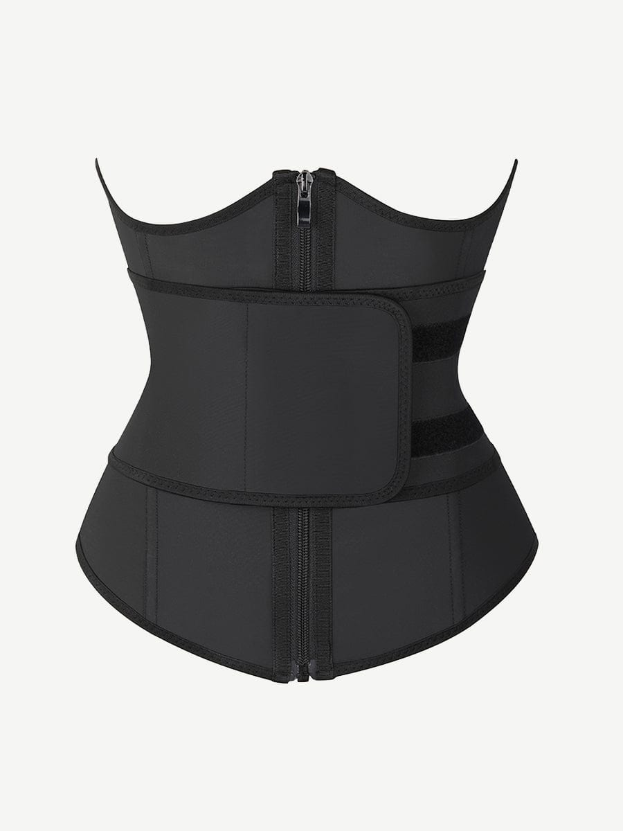 Wholesale Black Bust Support Latex Waist Trainer With Belt Firm Control
