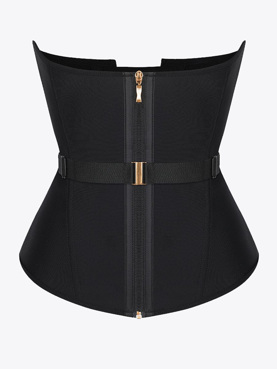 Wholesale U-Shaped 10 Steel Bones Latex Waist Trainer with Fan Lacing and Front Buckle Adjustment